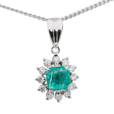 Pt850 プラチナ エメラルド0.54ct ダイヤ0.19ct ペンダントネックレス レディース 【中古】